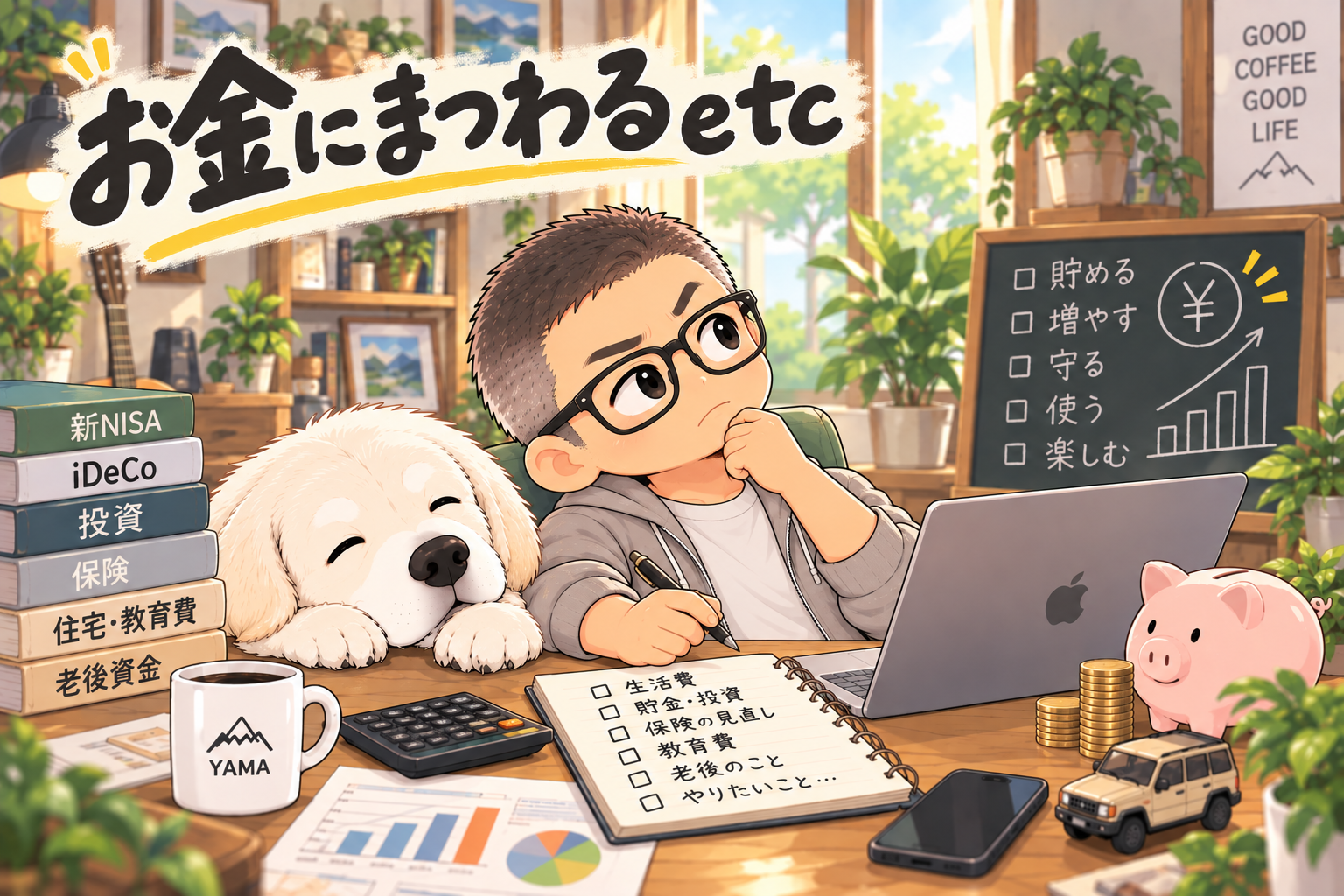 いろんな資料を開き、ワンコと考えている私